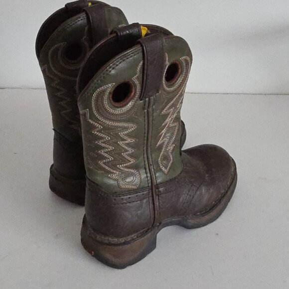 DURANGO | Brown Green Leather 8" Western Cowboy Boots Boys sz 9 - Picture 3 of 5